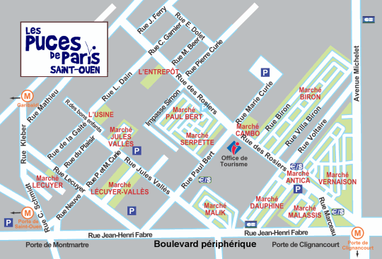 Map of the flea market of Paris Saint-Ouen